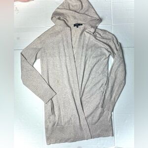 Theory Womens Large Wool Blend Cardigan Open Front Long Sleeves Hooded